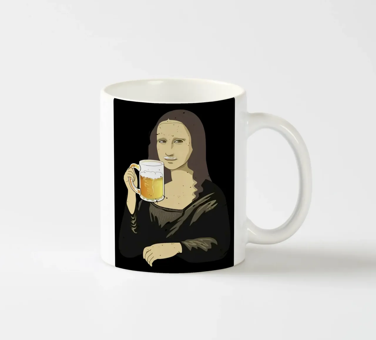 Drinking Beer Like a Queen Art ceramic mug by Jodie Art