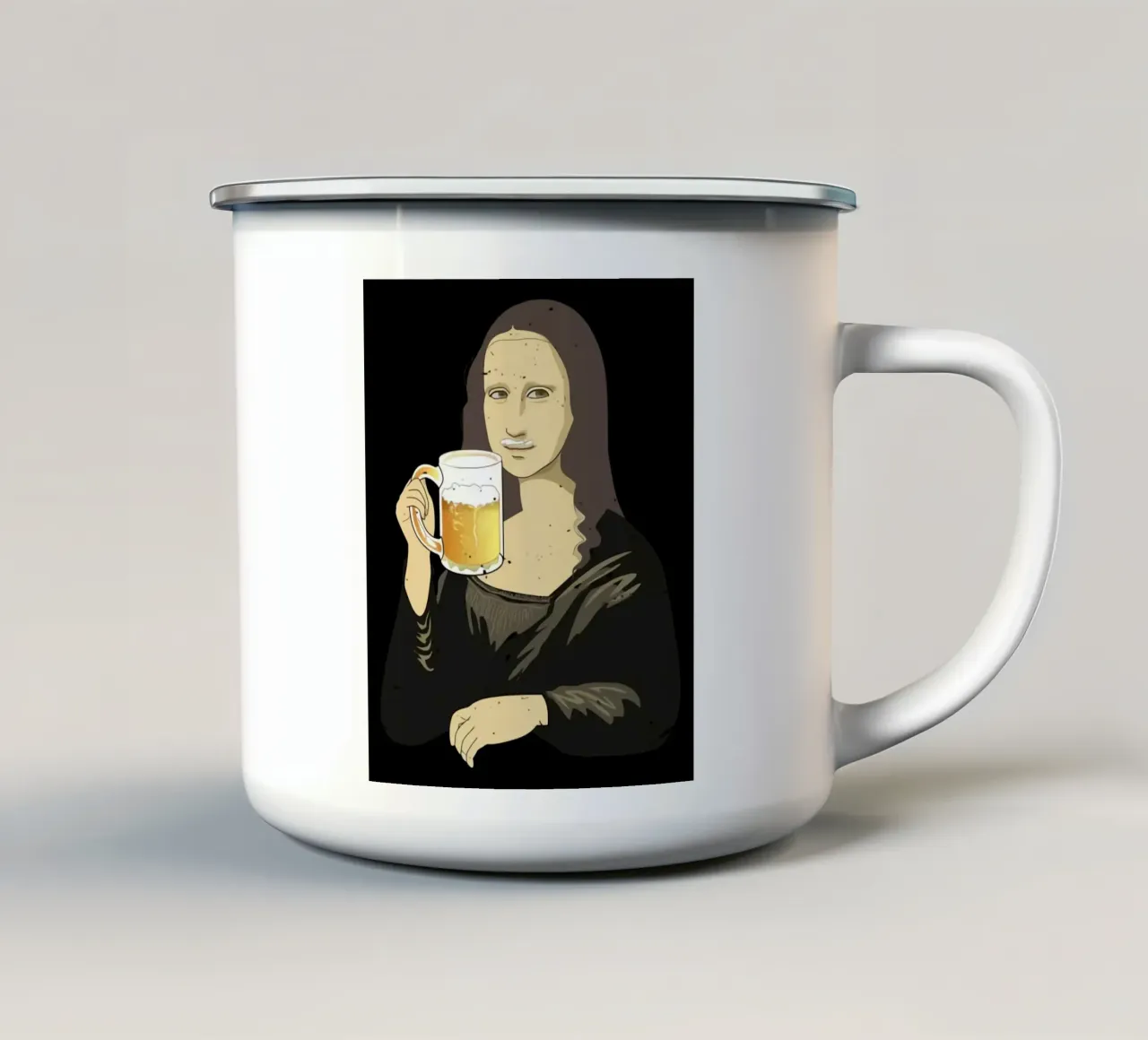 Bere birra come una regina Arte tazza in smalto da Jodie Art