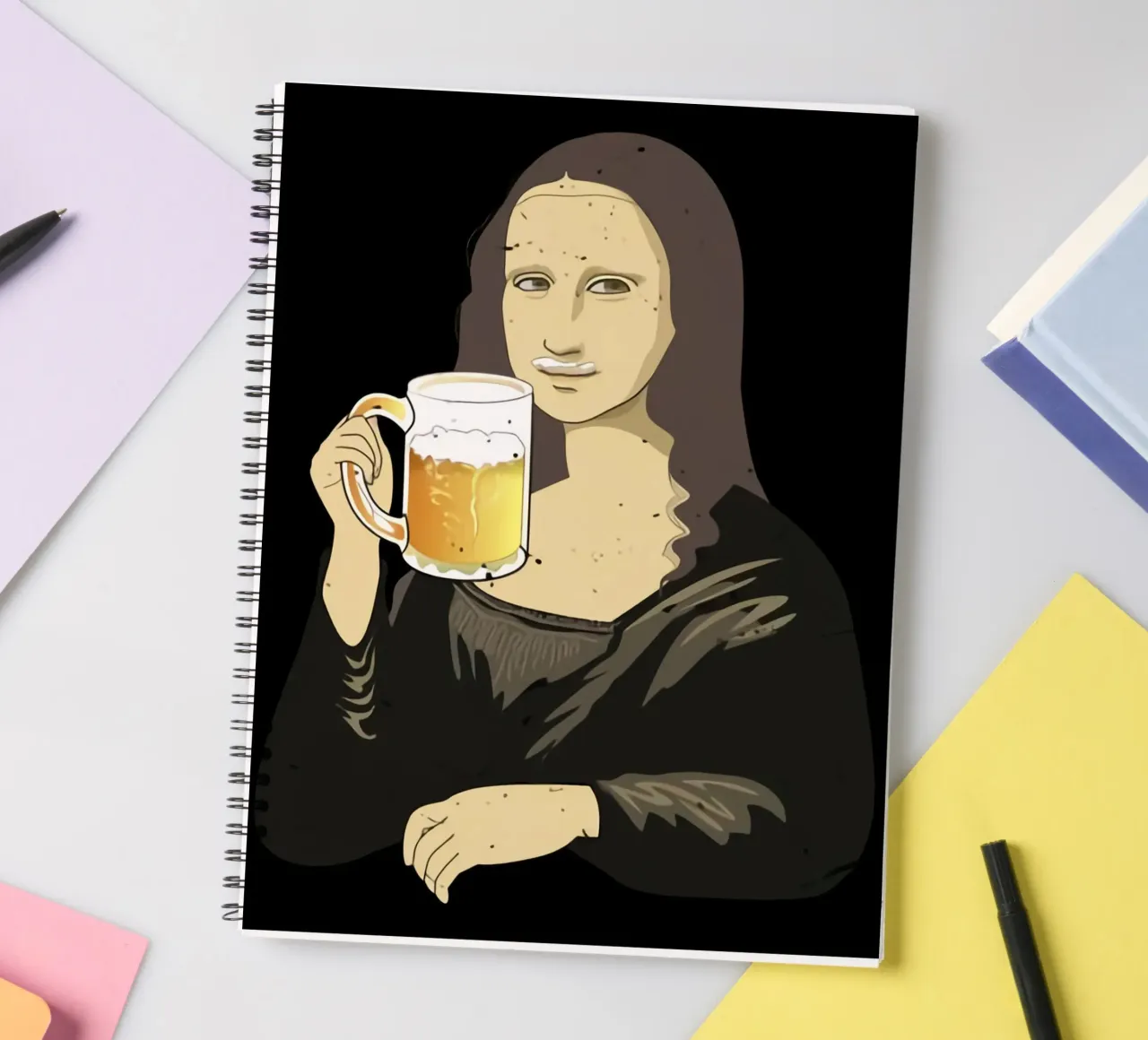 Drinking Beer Like a Queen Art spiral notebook by Jodie Art