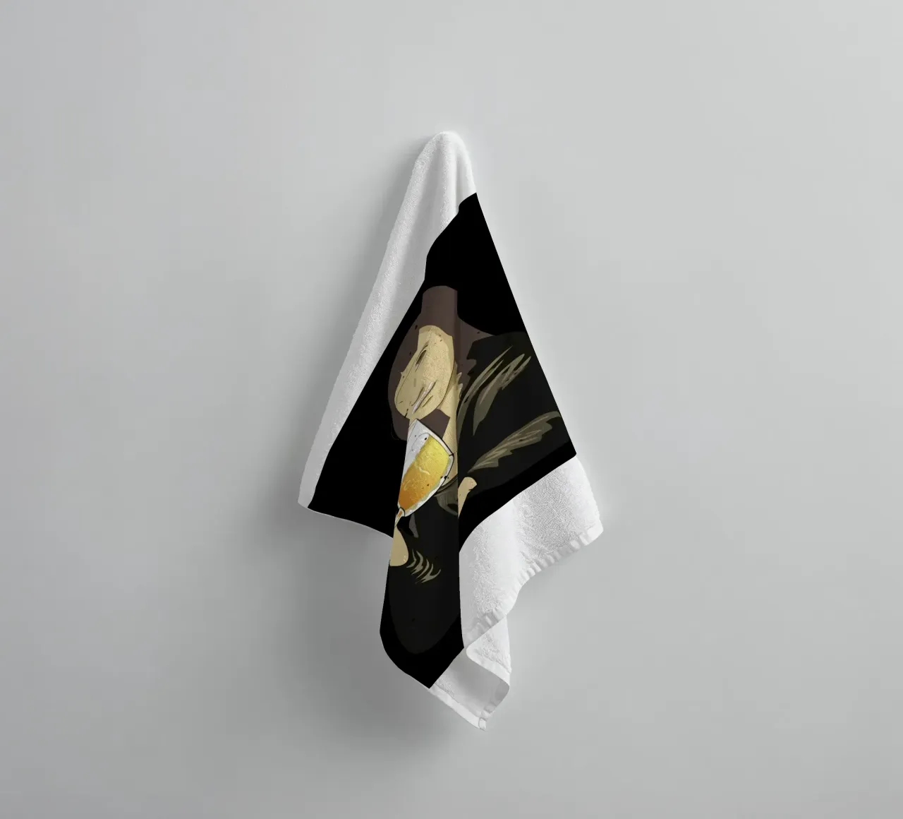 Drinking Beer Like a Queen Art towel by Jodie Art