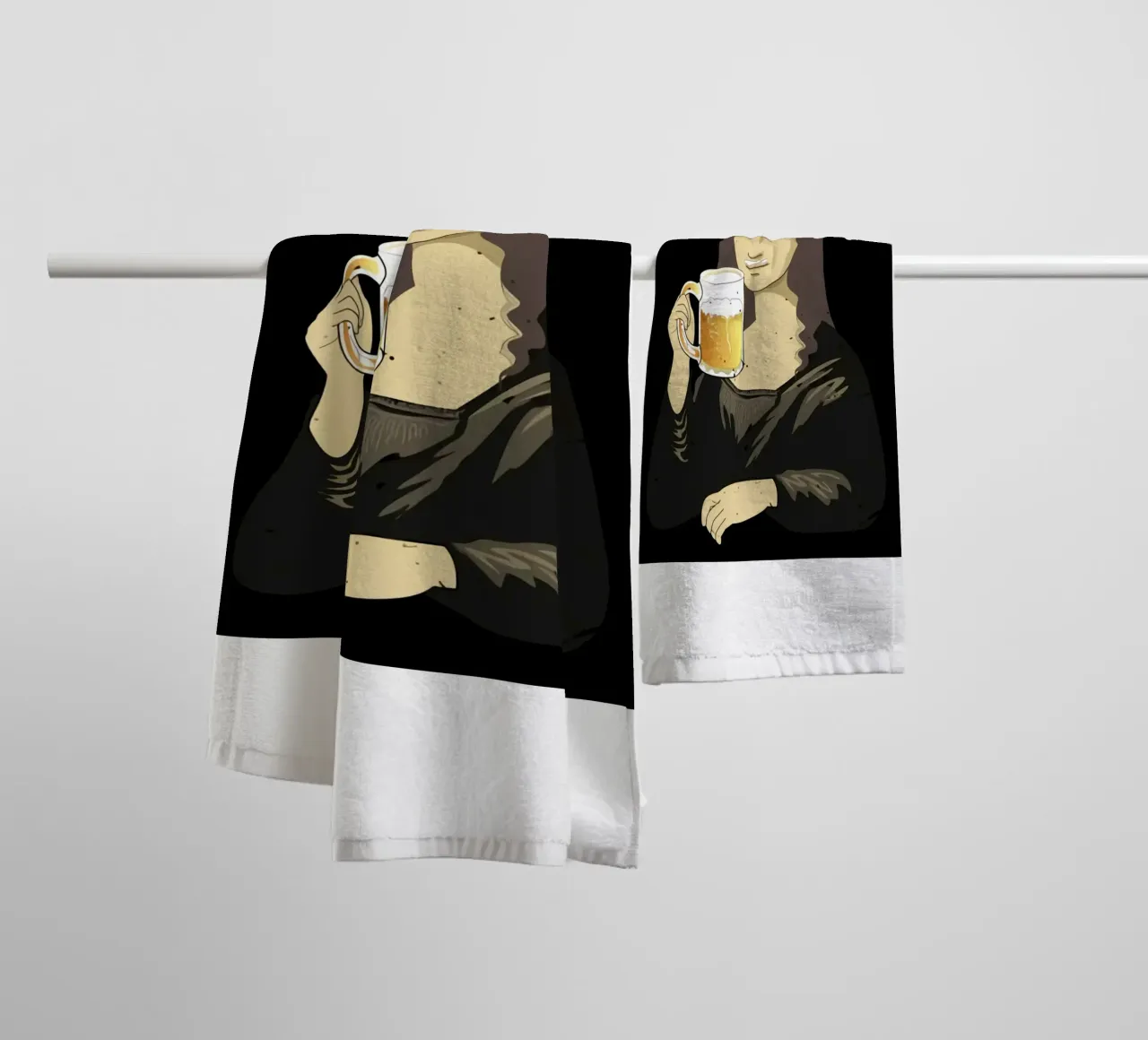 Drinking Beer Like a Queen Art towel by Jodie Art