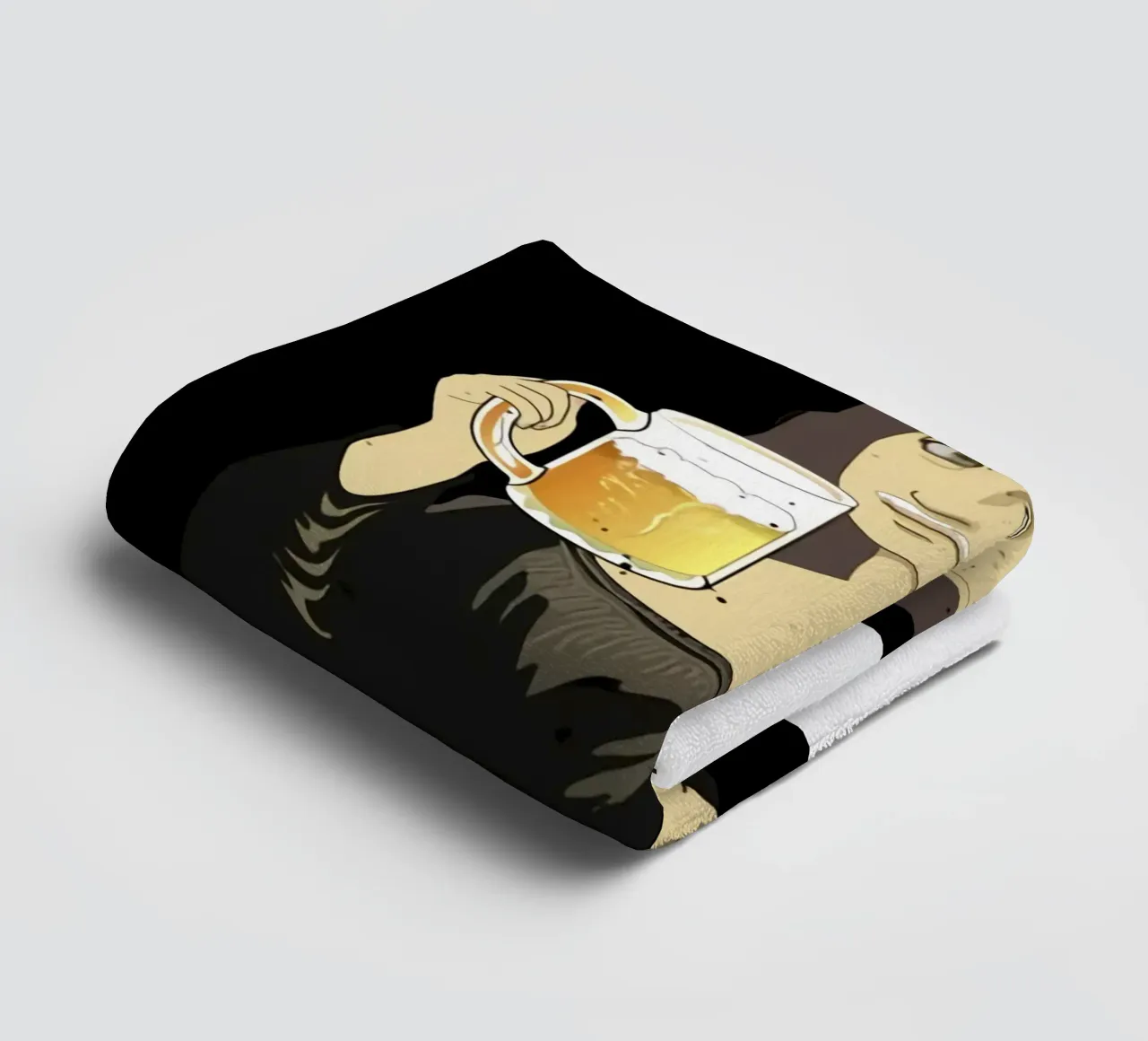 Drinking Beer Like a Queen Art towel by Jodie Art