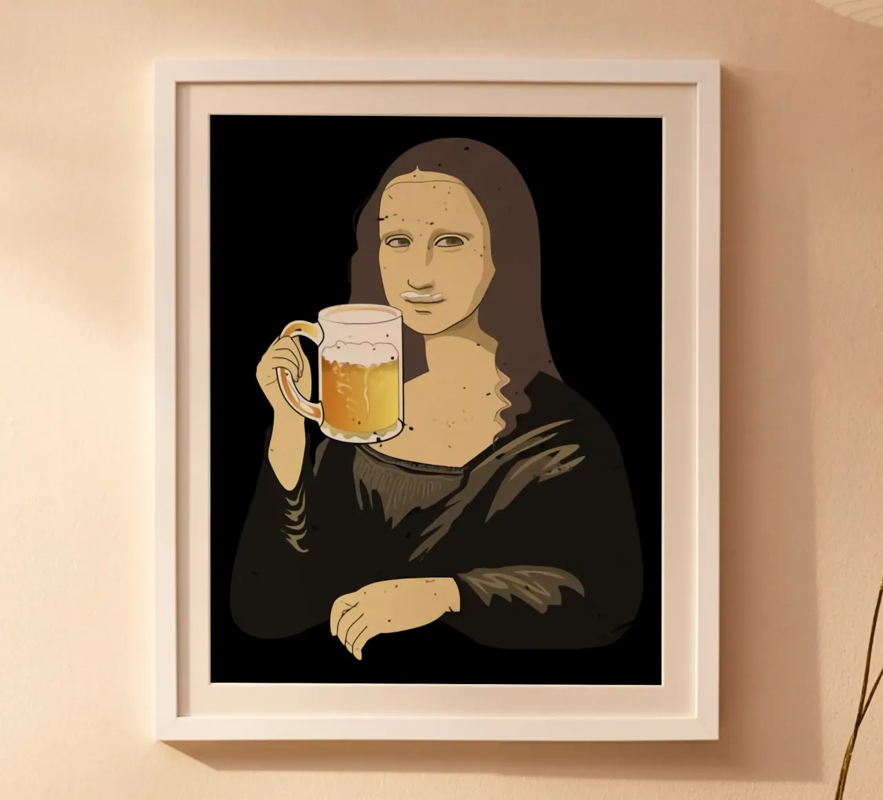 Bere birra come una regina Arte poster con telaio in plastica da Jodie Art