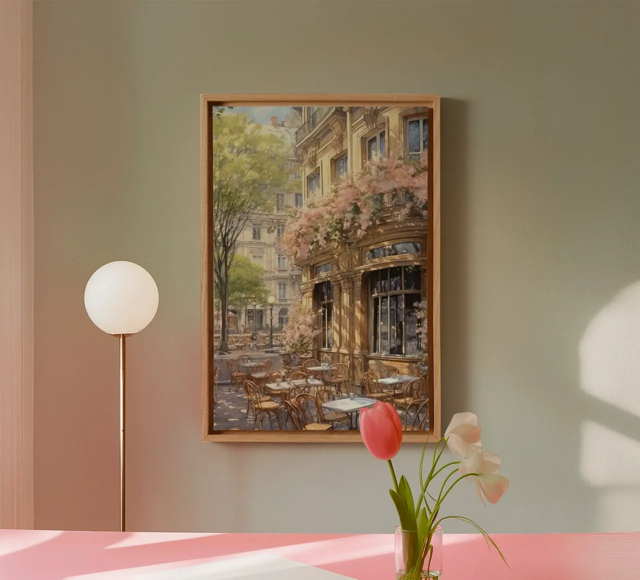 balcone terrazza caffè filtro luce solare claude monet tela con Cornice a cassetta da belong shop