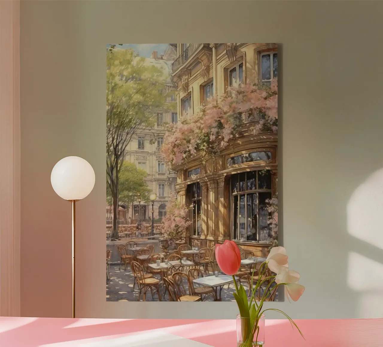 balcone terrazza caffè filtro luce solare claude monet tela con Cornice a cassetta da belong shop