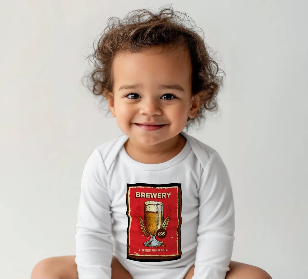 Brewery Beer Is The Most Popular PUB long-sleeve baby romper by Jodie Art