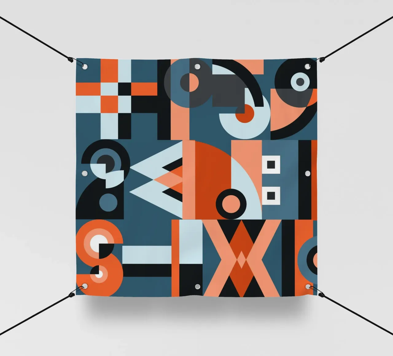Modello di collage geometrico rosso telo in pvc da Little Dean