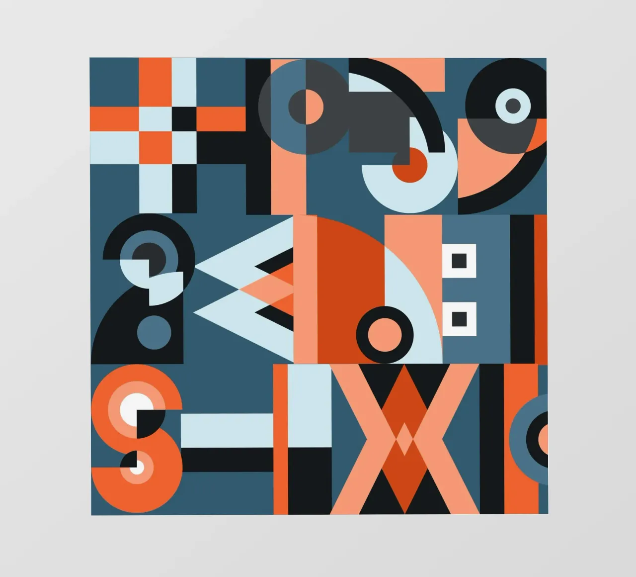 Modello di collage geometrico rosso telo in pvc da Little Dean