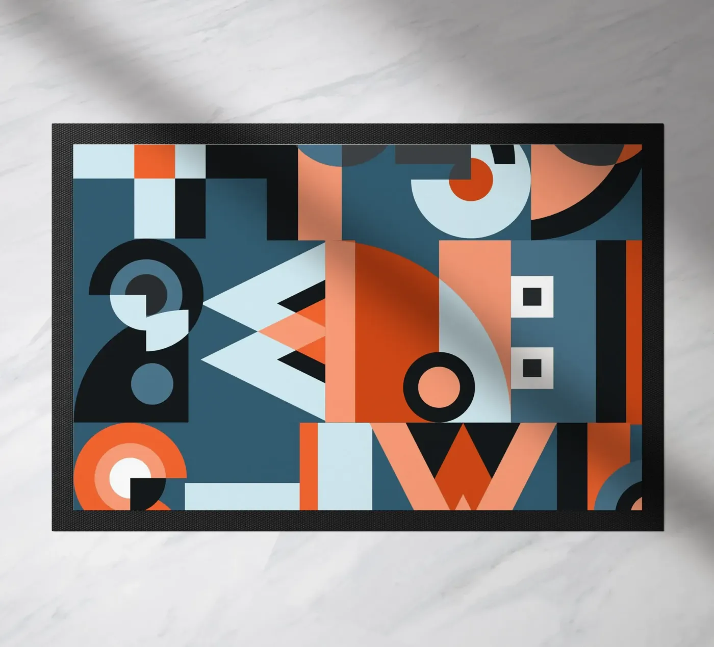 Red geometric collage pattern zerbino da Little Dean