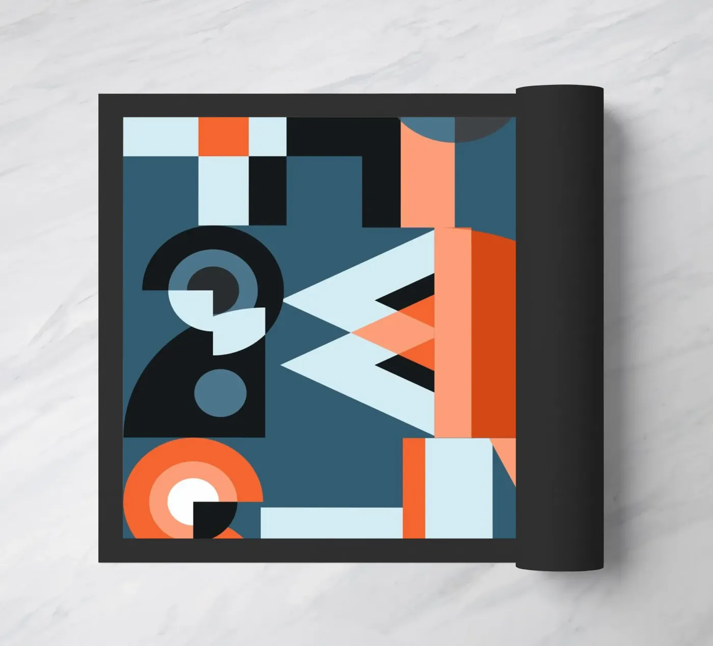 Red geometric collage pattern zerbino da Little Dean