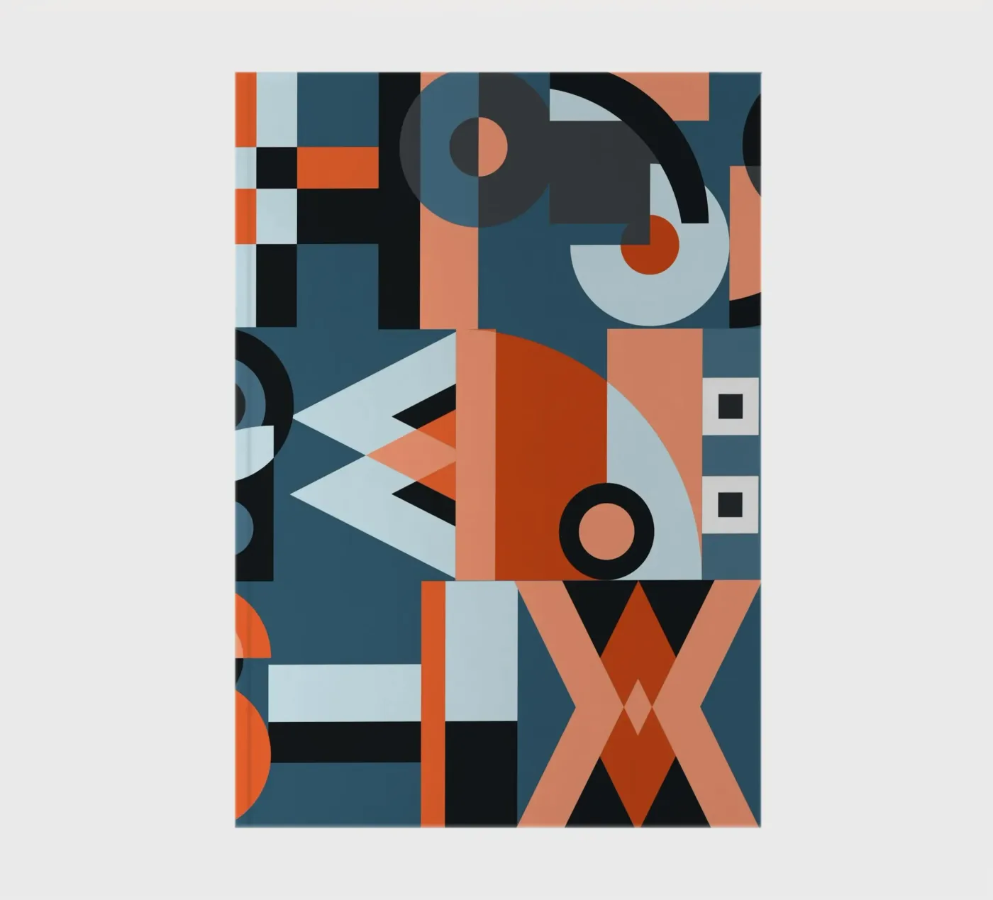 Red geometric collage pattern notebook by Little Dean