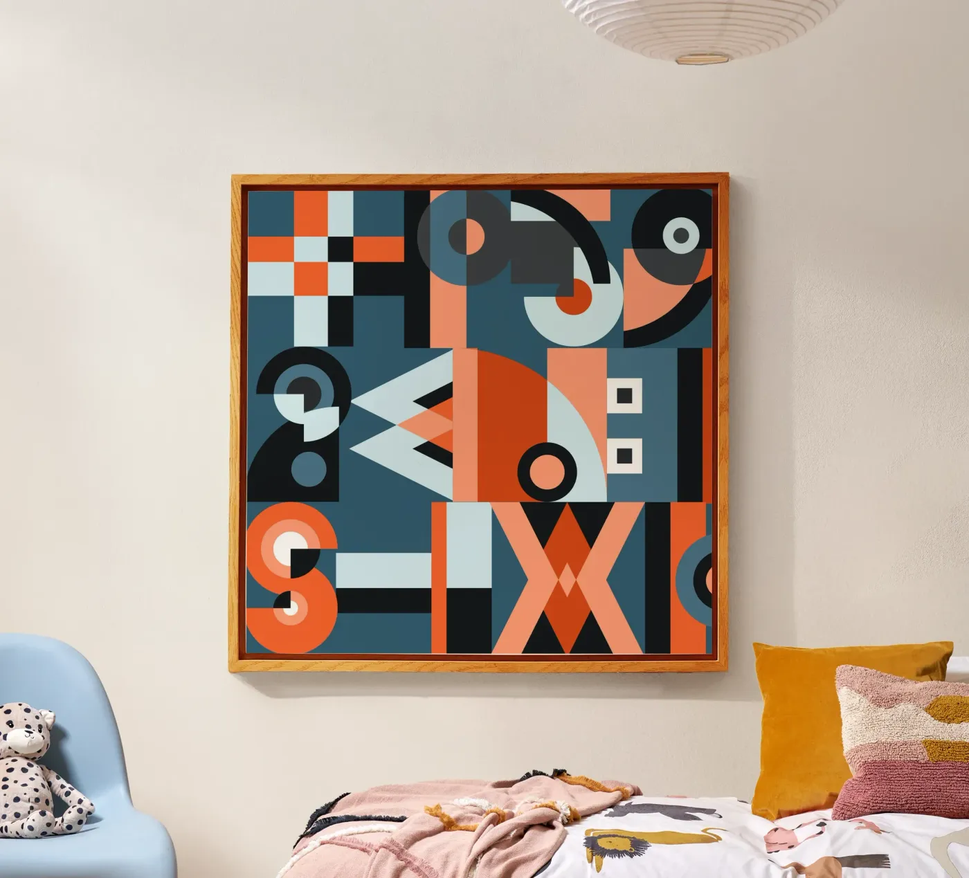 Modello di collage geometrico rosso plexiglass da Little Dean