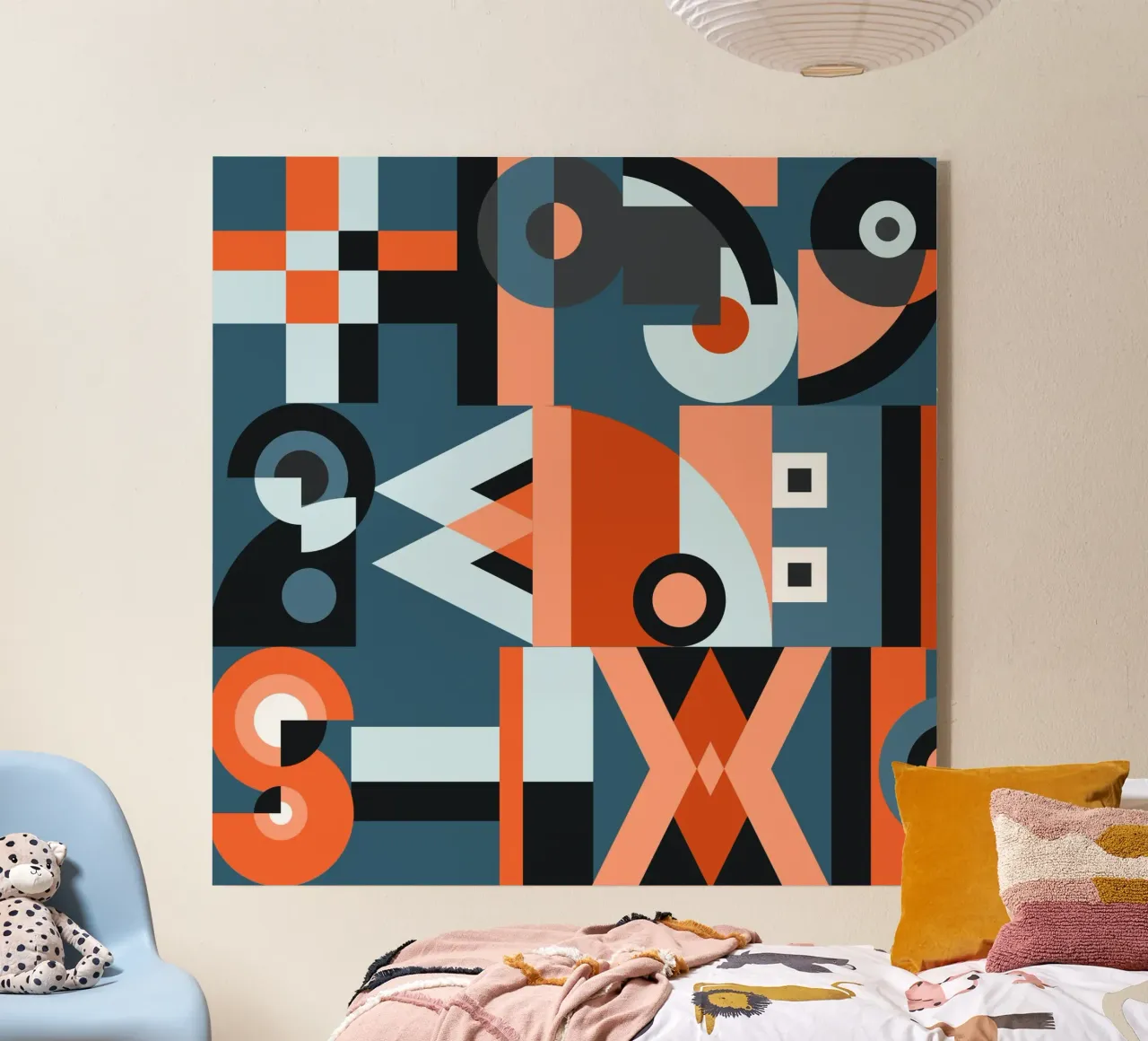 Red geometric collage pattern plexiglass da Little Dean