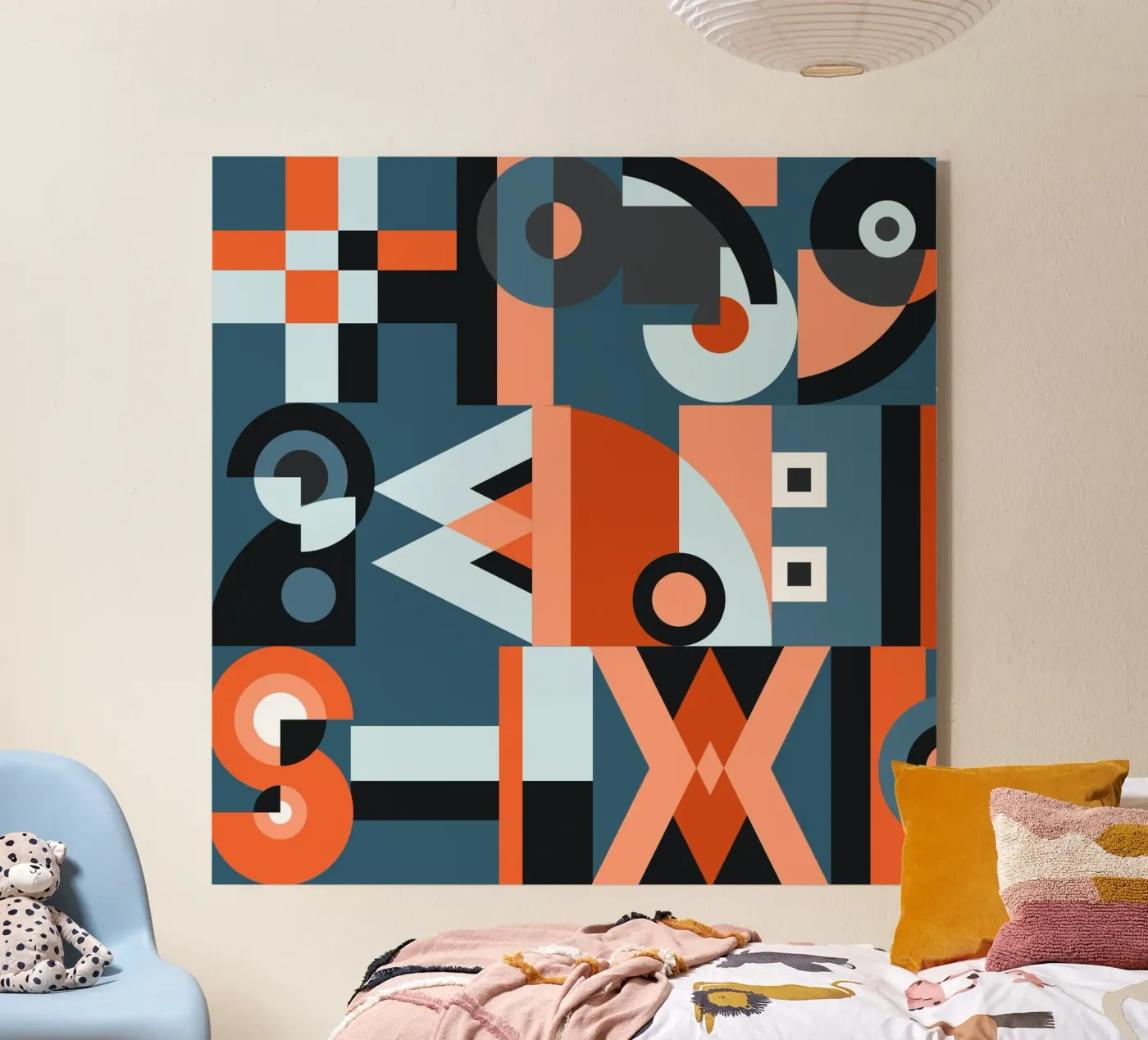 Modello di collage geometrico rosso plexiglass da Little Dean