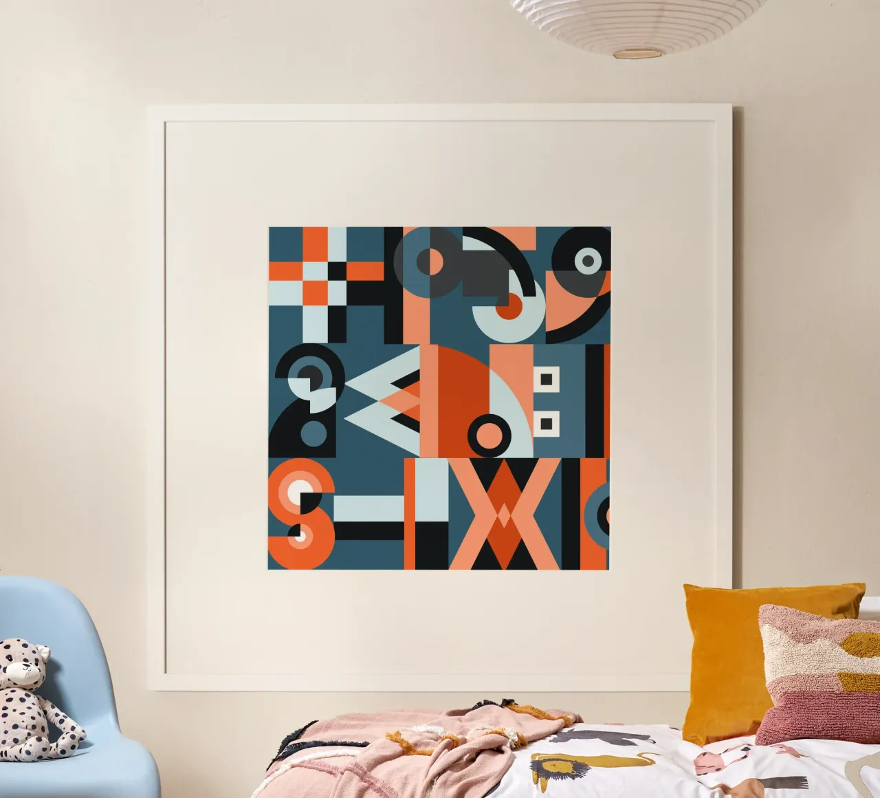 Modello di collage geometrico rosso poster da Little Dean