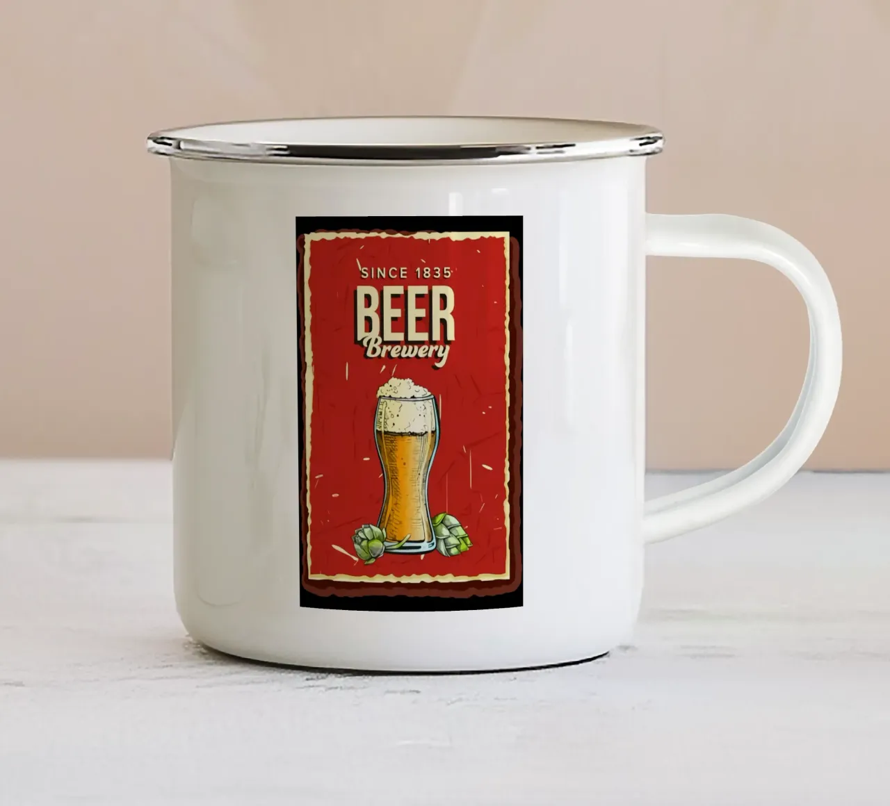 Birra dal 1835 Opere d'arte tazza in smalto da Jodie Art