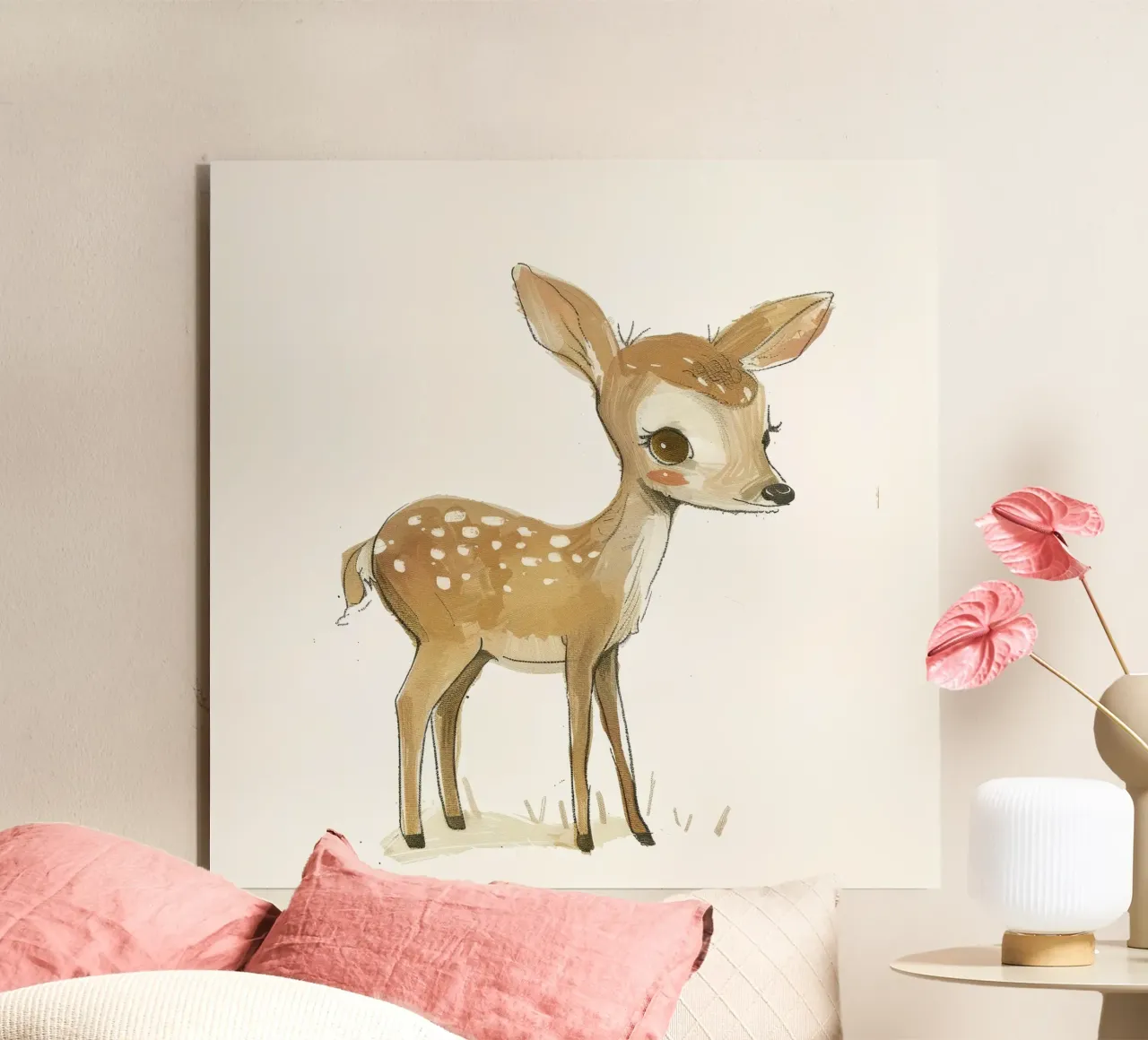 Illustrazione di cerbiatto con adorabili macchie bianche alluminio dibond da DesignDoodle