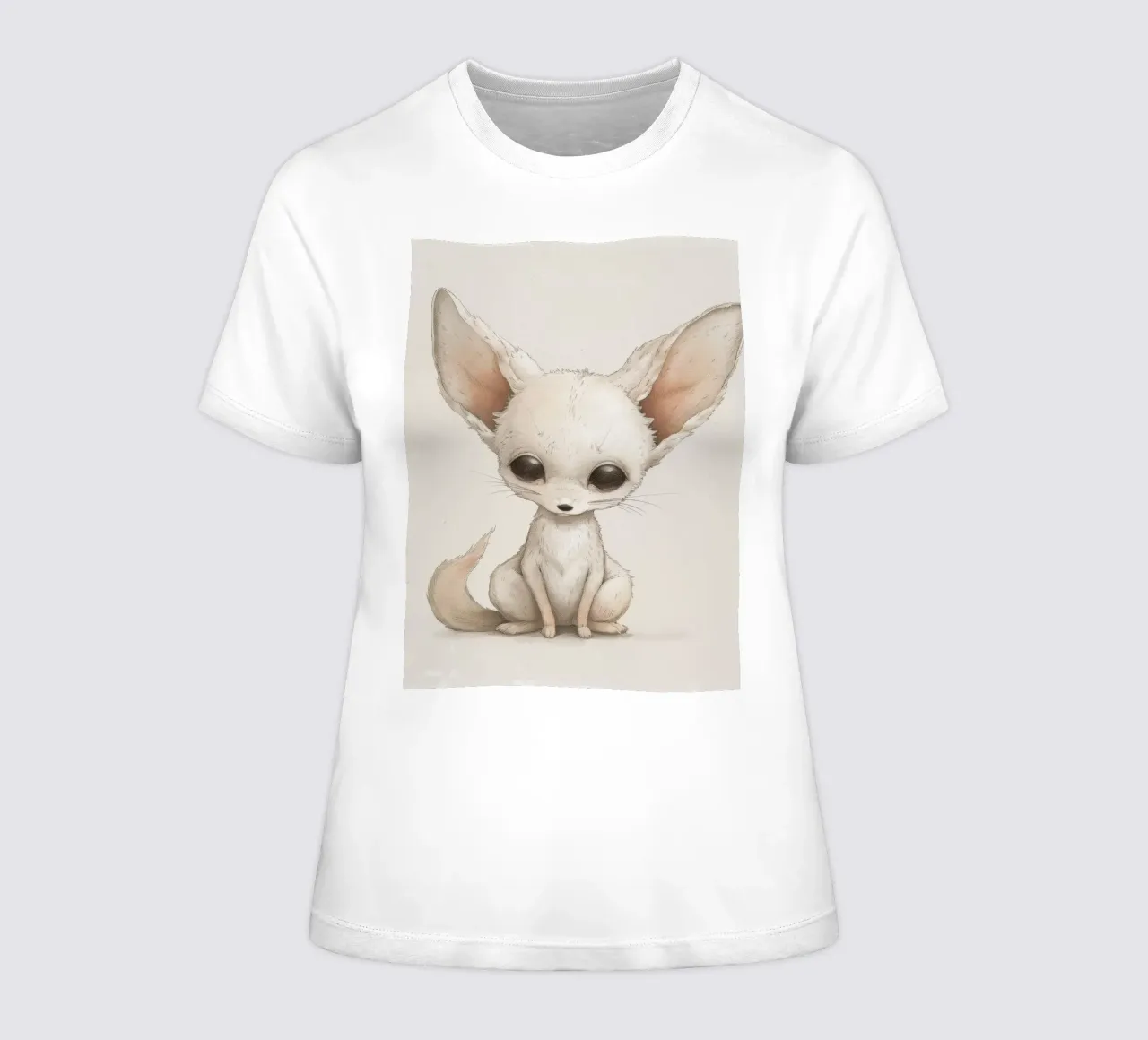 Charmante œuvre d'art sur le renard fennec - Captivante faune du désert t-shirt ajusté pour femmes de DesignDoodle