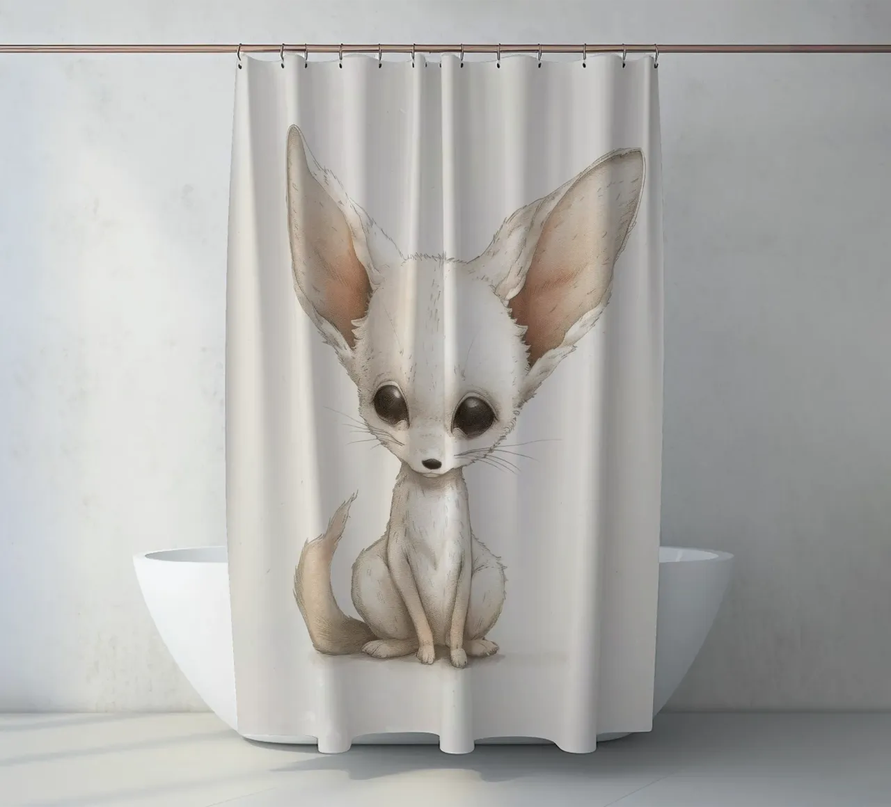 Charmante Fennec Fox Kunstwerk - Captivating Desert Wildlife Duschvorhang von DesignDoodle