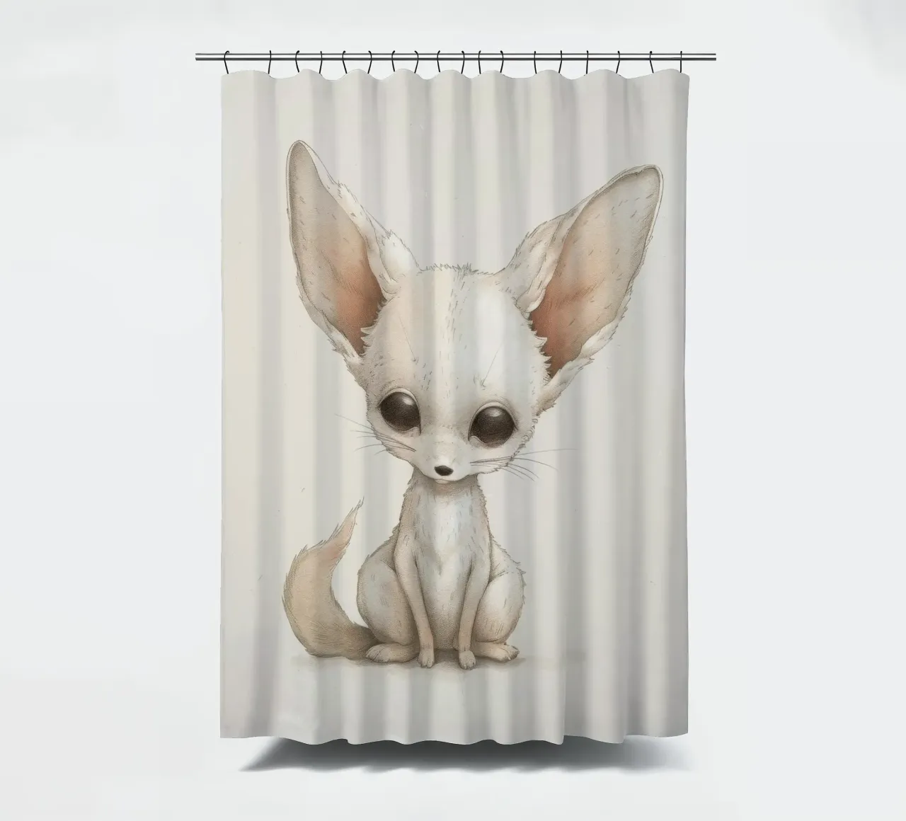 Charmante Fennec Fox Kunstwerk - Captivating Desert Wildlife Duschvorhang von DesignDoodle