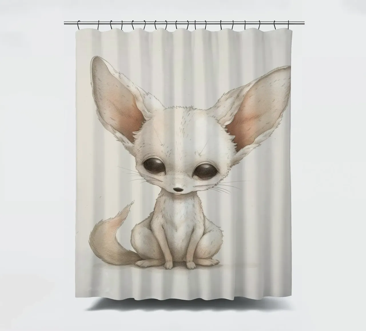 Charmante Fennec Fox Kunstwerk - Captivating Desert Wildlife Duschvorhang von DesignDoodle