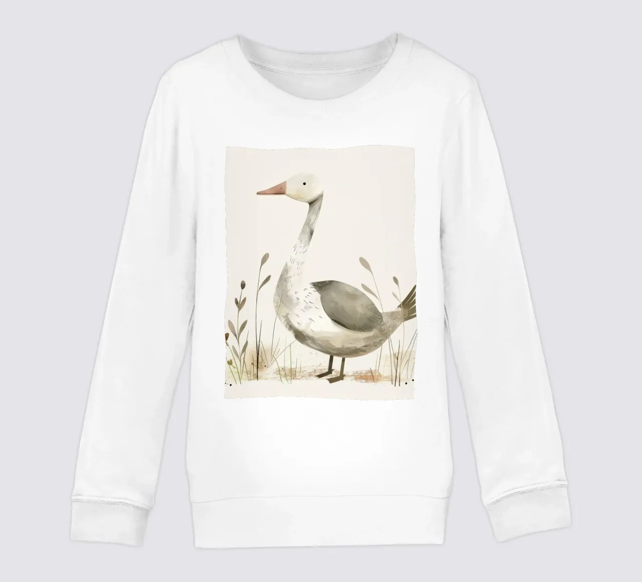 Sereno ganso en la hierba - Una tranquila ilustración de fauna salvaje sudadera para niño de DesignDoodle