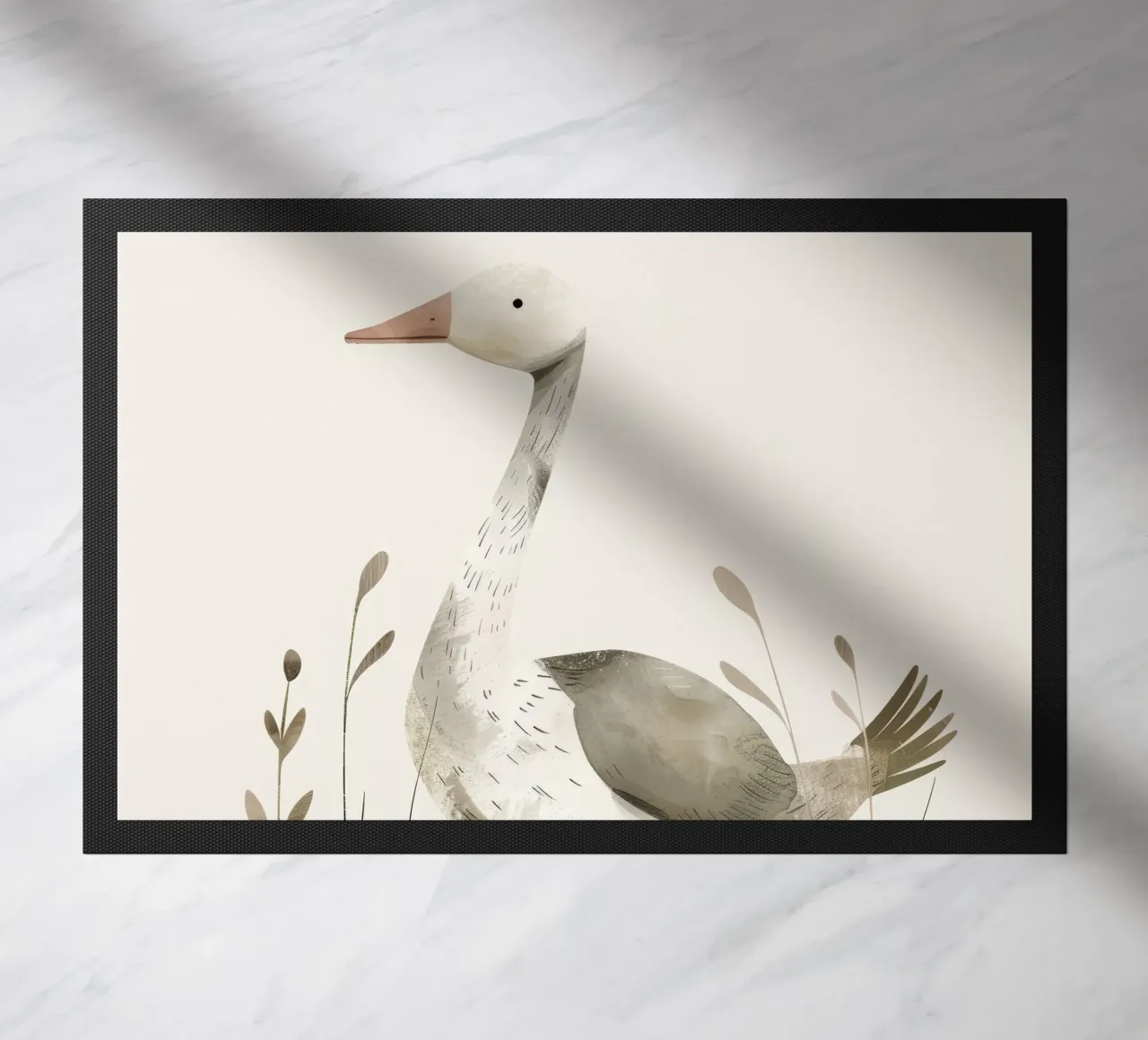 Sereno ganso en la hierba - Una tranquila ilustración de fauna salvaje felpudo de DesignDoodle