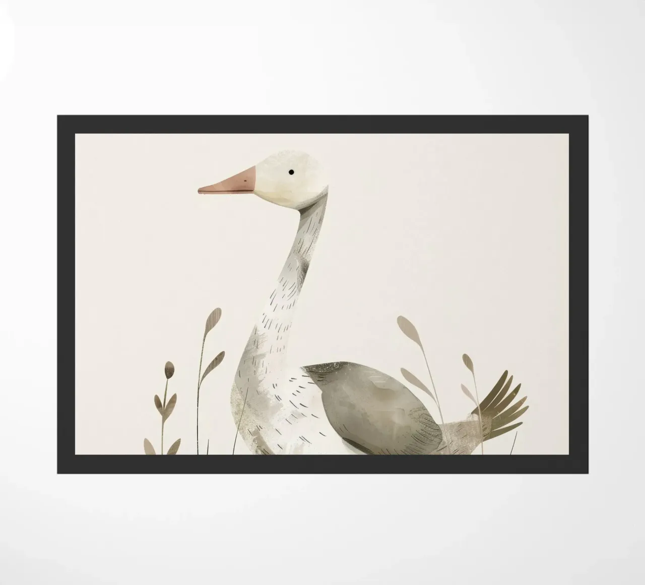 Sereno ganso en la hierba - Una tranquila ilustración de fauna salvaje felpudo de DesignDoodle