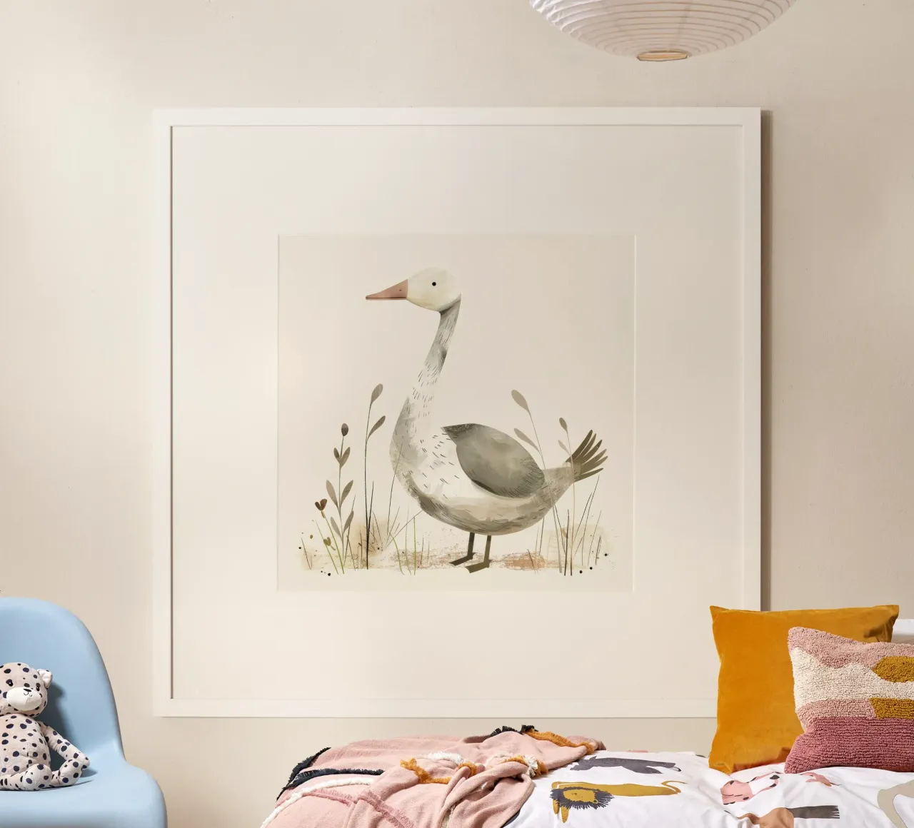 Sereno ganso en la hierba - Una tranquila ilustración de fauna salvaje hahnemühle de DesignDoodle