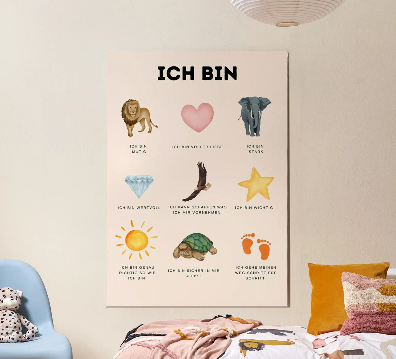 „Ich bin“ – Stärkende Affirmationen für Kinder Poster von Grünkraftwerk
