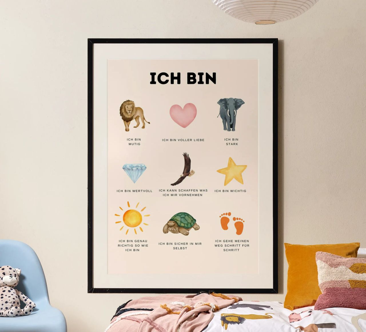 „Ich bin“ – Stärkende Affirmationen für Kinder Poster von Grünkraftwerk