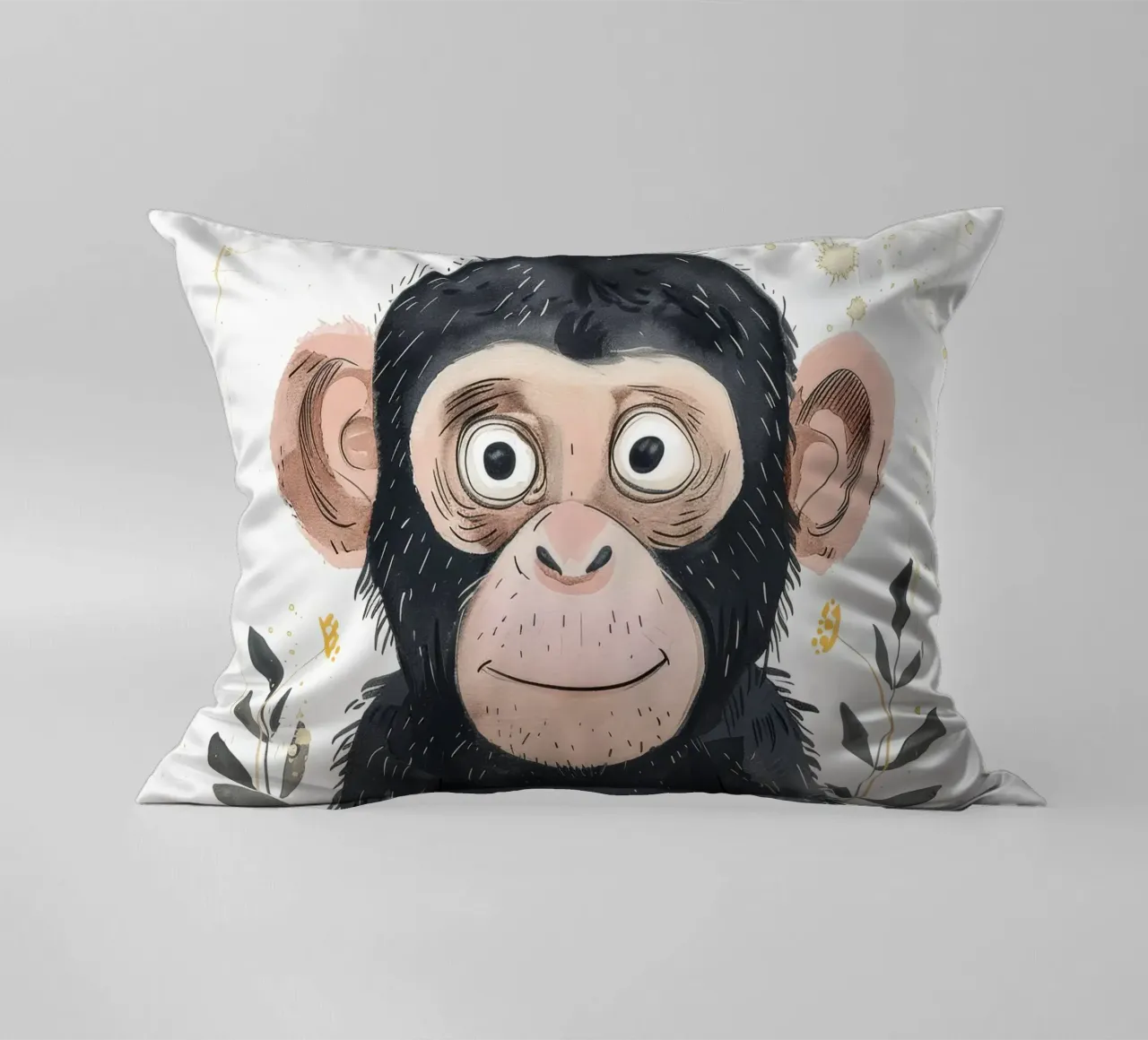 Scimpanzé giovane circondato dalla flora Animali selvatici e natura cuscino da DesignDoodle