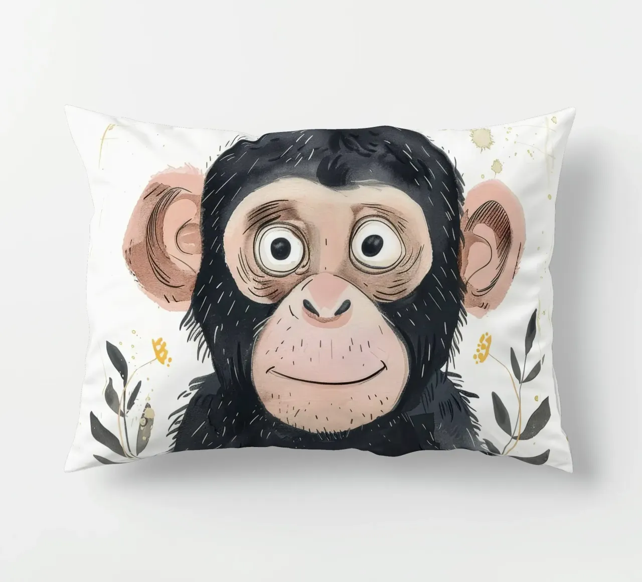 Scimpanzé giovane circondato dalla flora Animali selvatici e natura cuscino da DesignDoodle