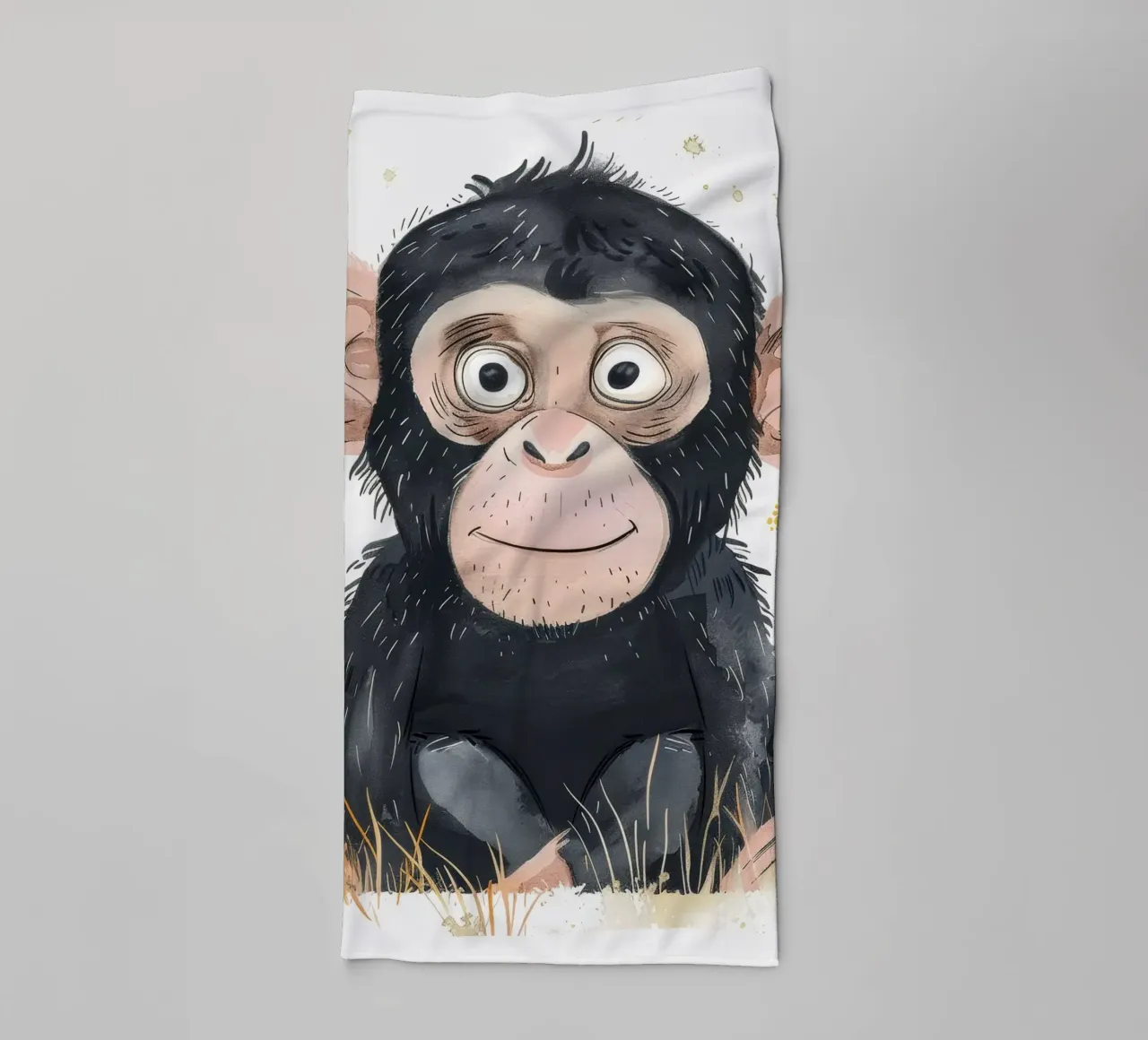 Scimpanzé giovane circondato dalla flora Animali selvatici e natura asciugamano da bagno da DesignDoodle