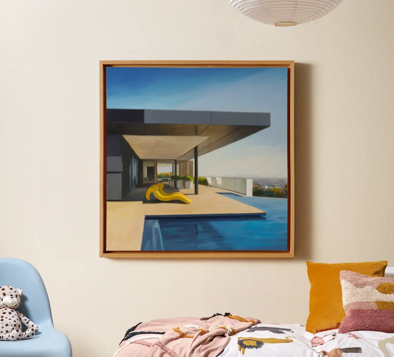 Azure Vista Serene canvas met Baklijst van Infinite Chroma