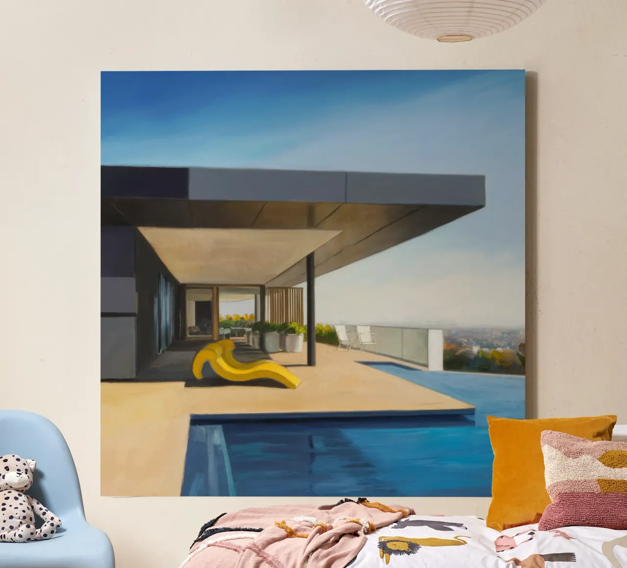 Azure Vista Serene canvas met Baklijst van Infinite Chroma