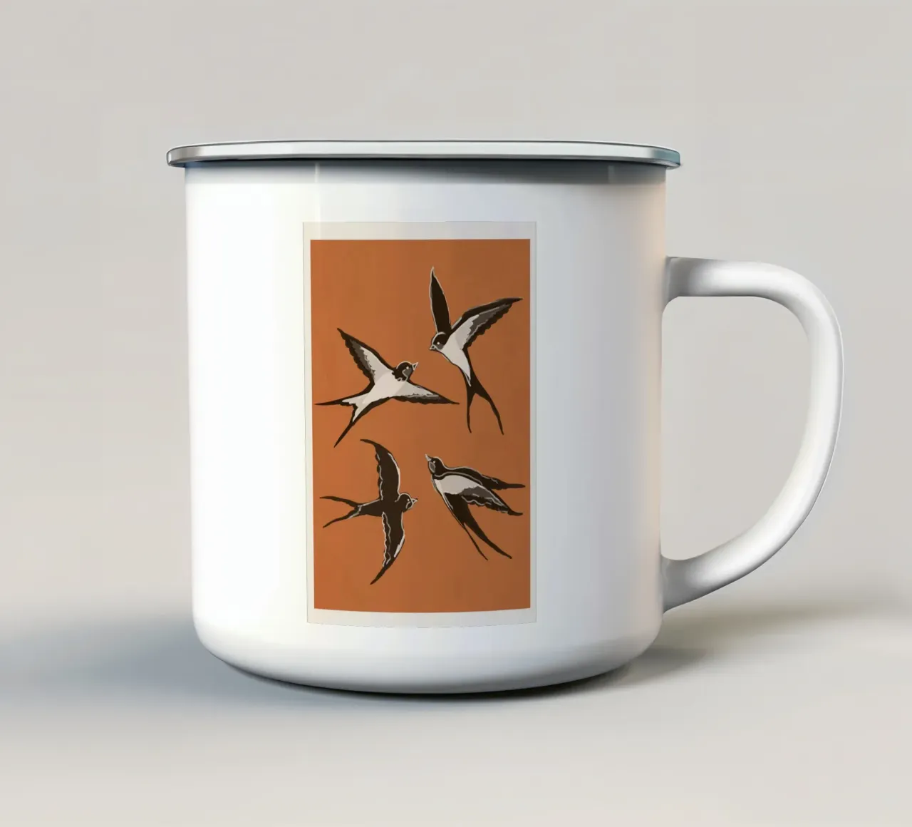 Flying Swallows tazza in smalto da Flow Line