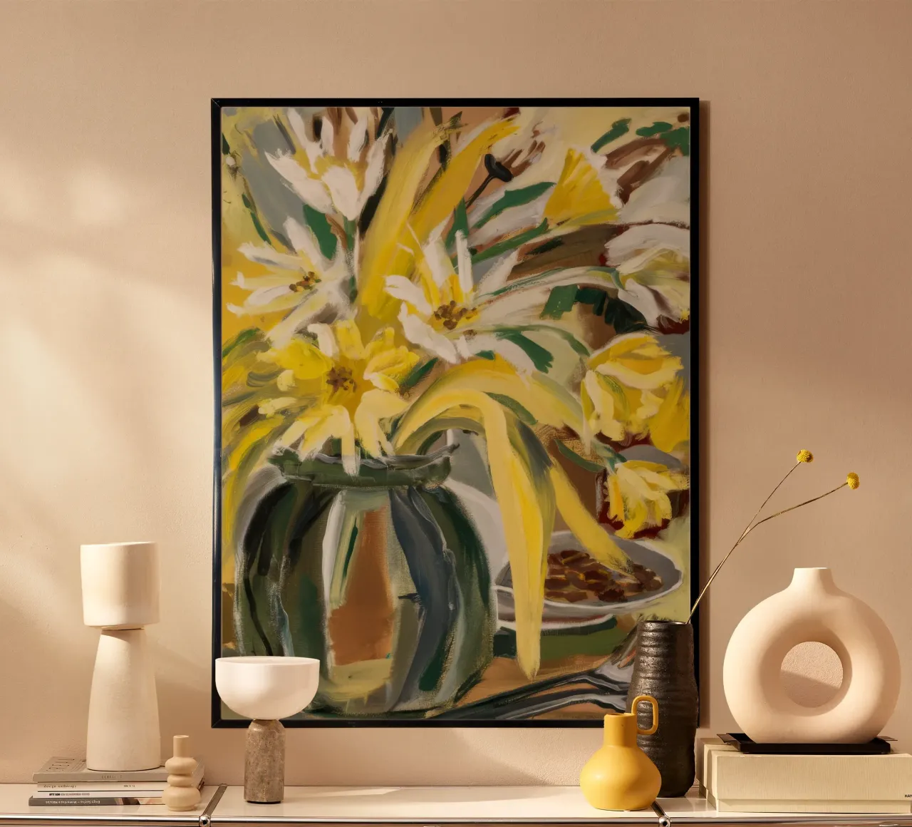 Corsa del vaso Sunpetal poster con telaio in legno da Infinite Chroma