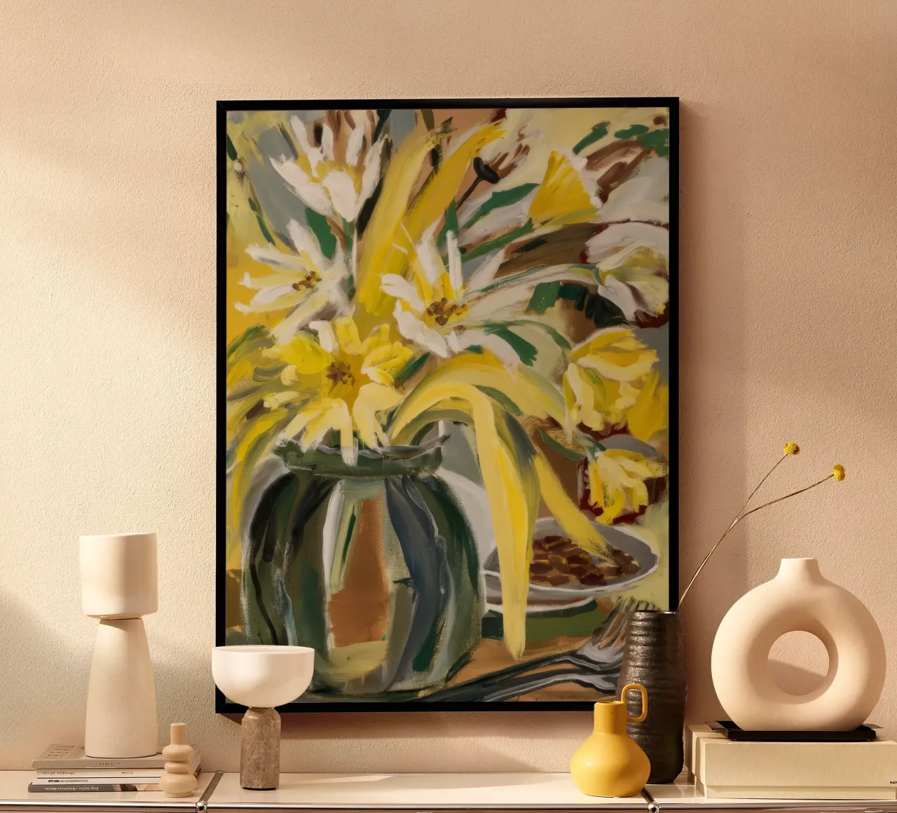 Corsa del vaso Sunpetal poster con telaio in legno da Infinite Chroma