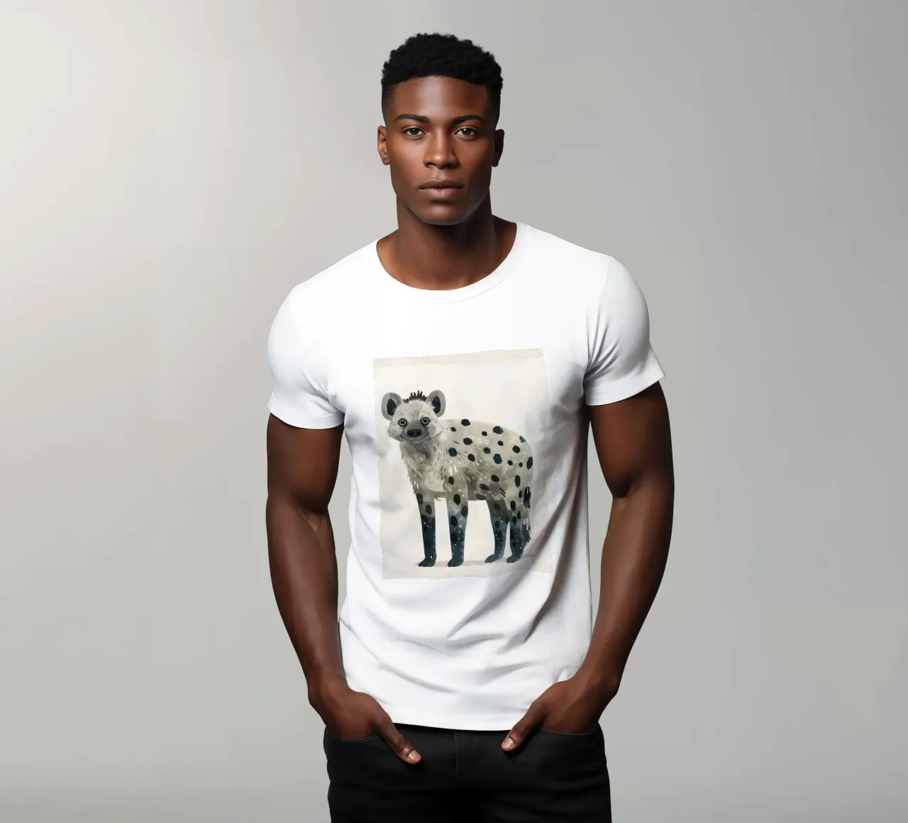 Opera d'arte di iena maculata e giocosa - Design unico di animali selvatici t-shirt da DesignDoodle