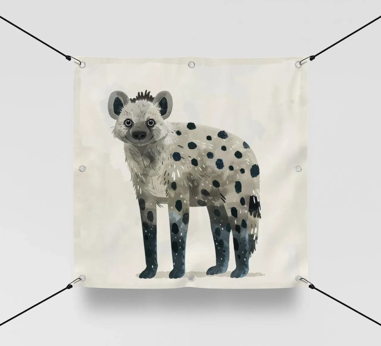Opera d'arte di iena maculata e giocosa - Design unico di animali selvatici telo in pvc da DesignDoodle