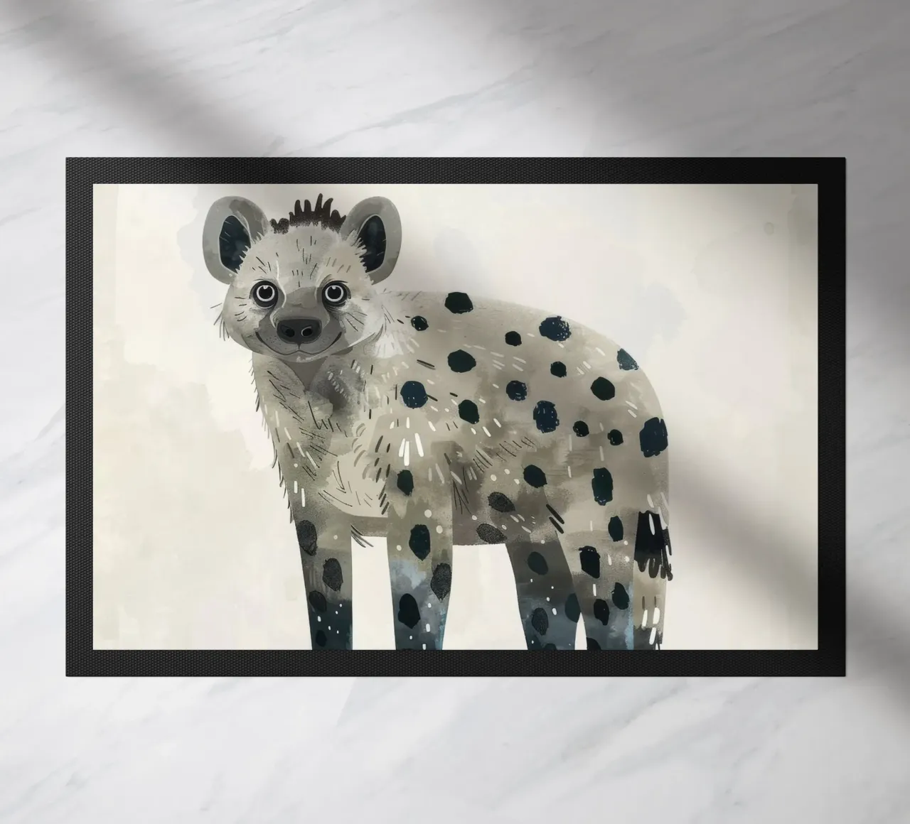 Opera d'arte di iena maculata e giocosa - Design unico di animali selvatici zerbino da DesignDoodle