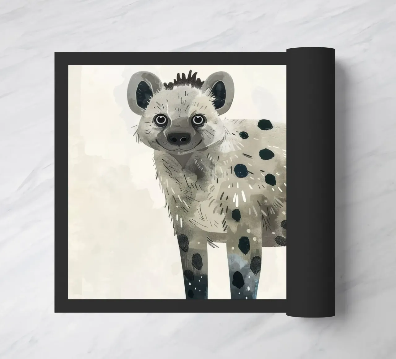 Opera d'arte di iena maculata e giocosa - Design unico di animali selvatici zerbino da DesignDoodle