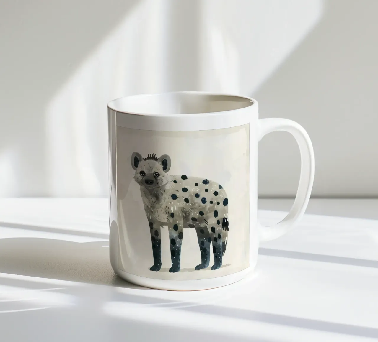 Opera d'arte di iena maculata e giocosa - Design unico di animali selvatici tazza in ceramica da DesignDoodle