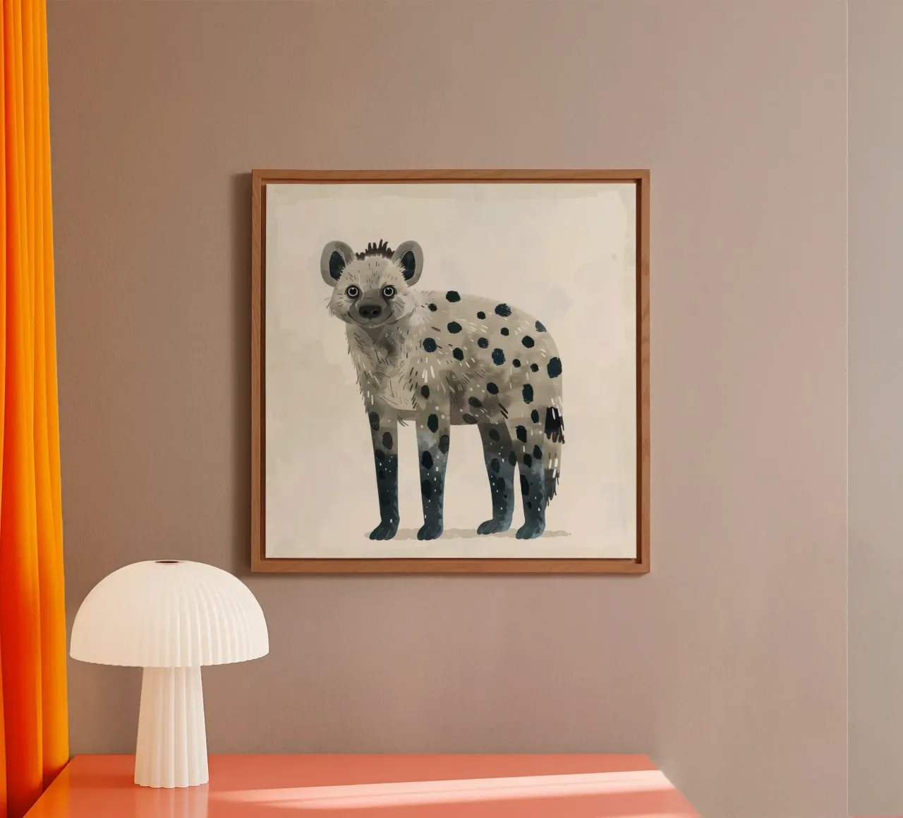 Opera d'arte di iena maculata e giocosa - Design unico di animali selvatici alluminio dibond da DesignDoodle