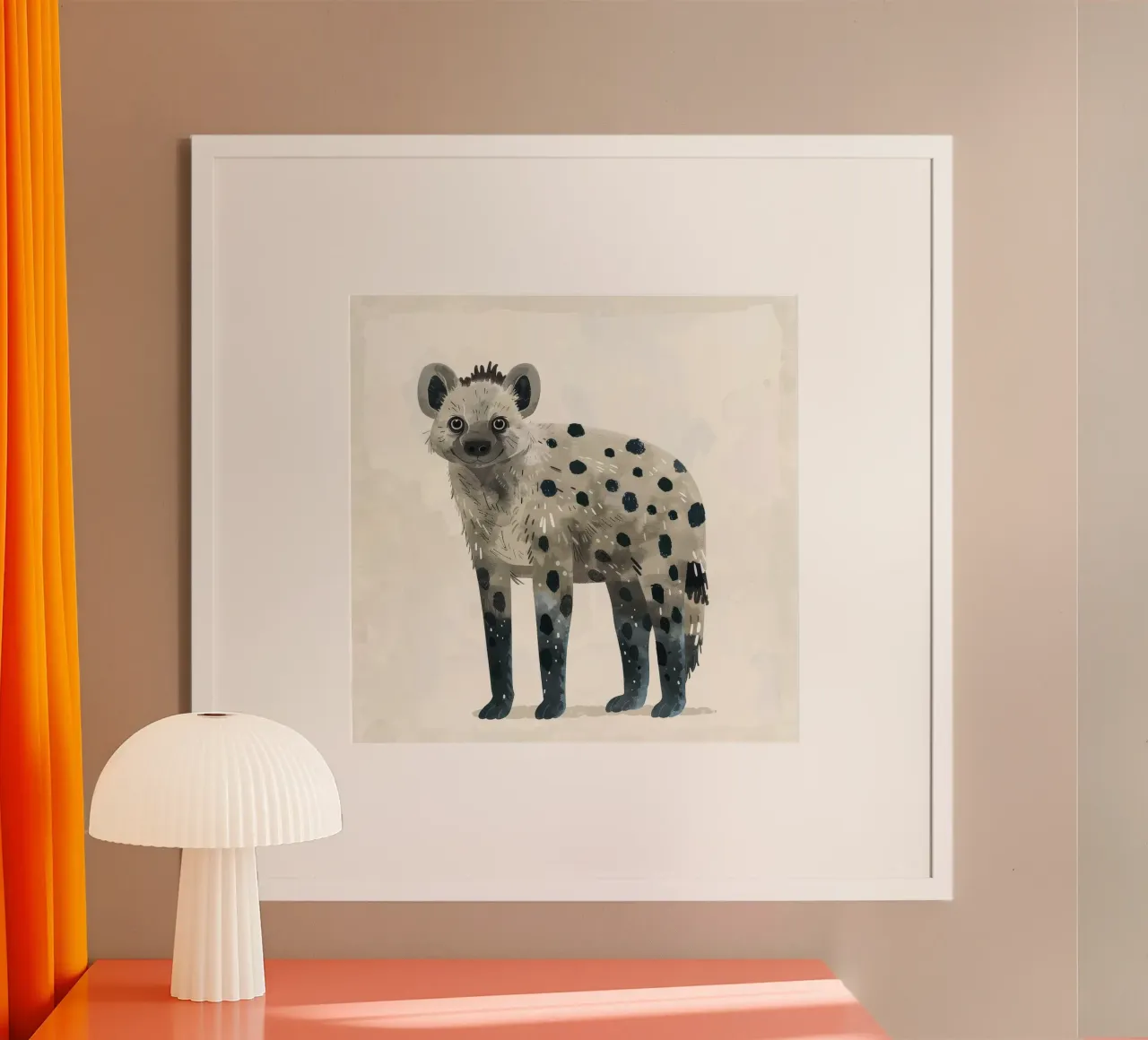 Opera d'arte di iena maculata e giocosa - Design unico di animali selvatici carta hahnemühle da DesignDoodle