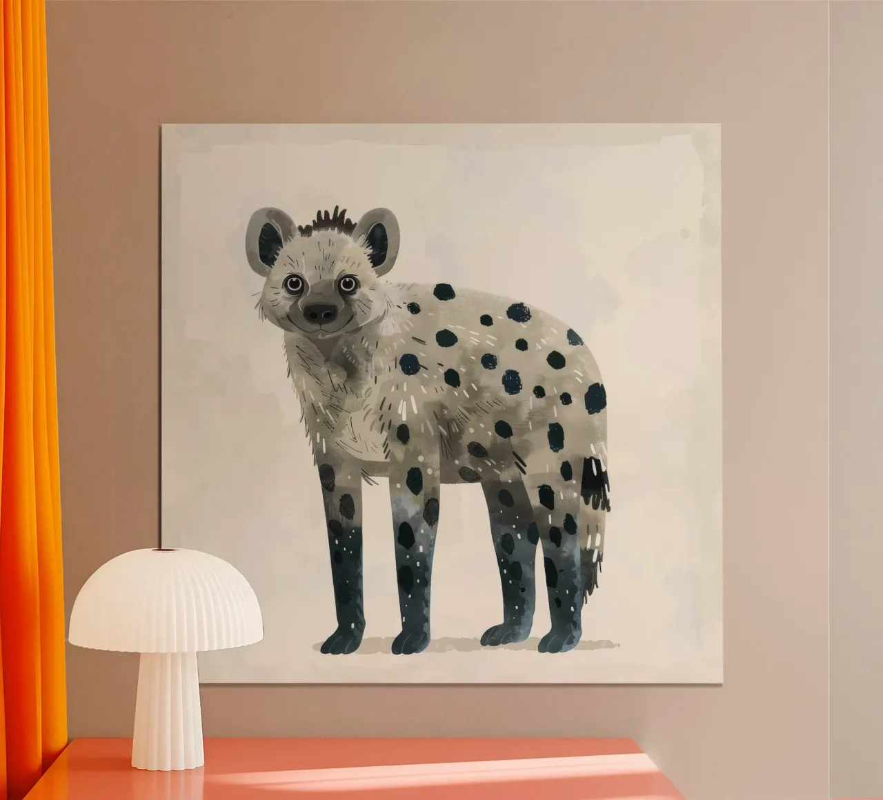 Opera d'arte di iena maculata e giocosa - Design unico di animali selvatici carta hahnemühle da DesignDoodle