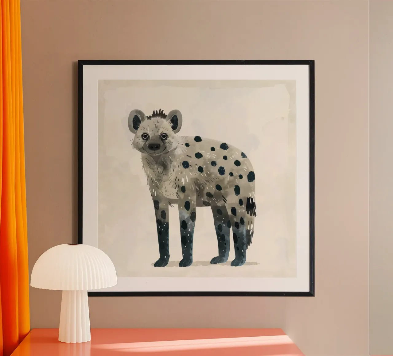 Opera d'arte di iena maculata e giocosa - Design unico di animali selvatici carta hahnemühle da DesignDoodle