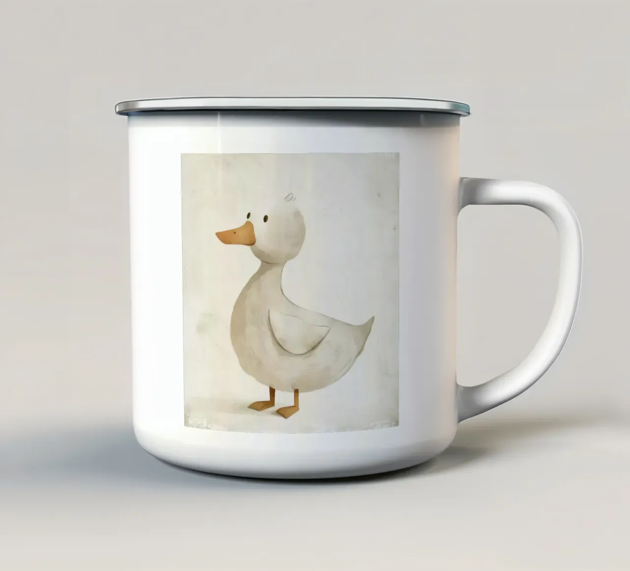 Cute White Duckling Illustration – Adorable Baby Animal enamel mug by DesignDoodle