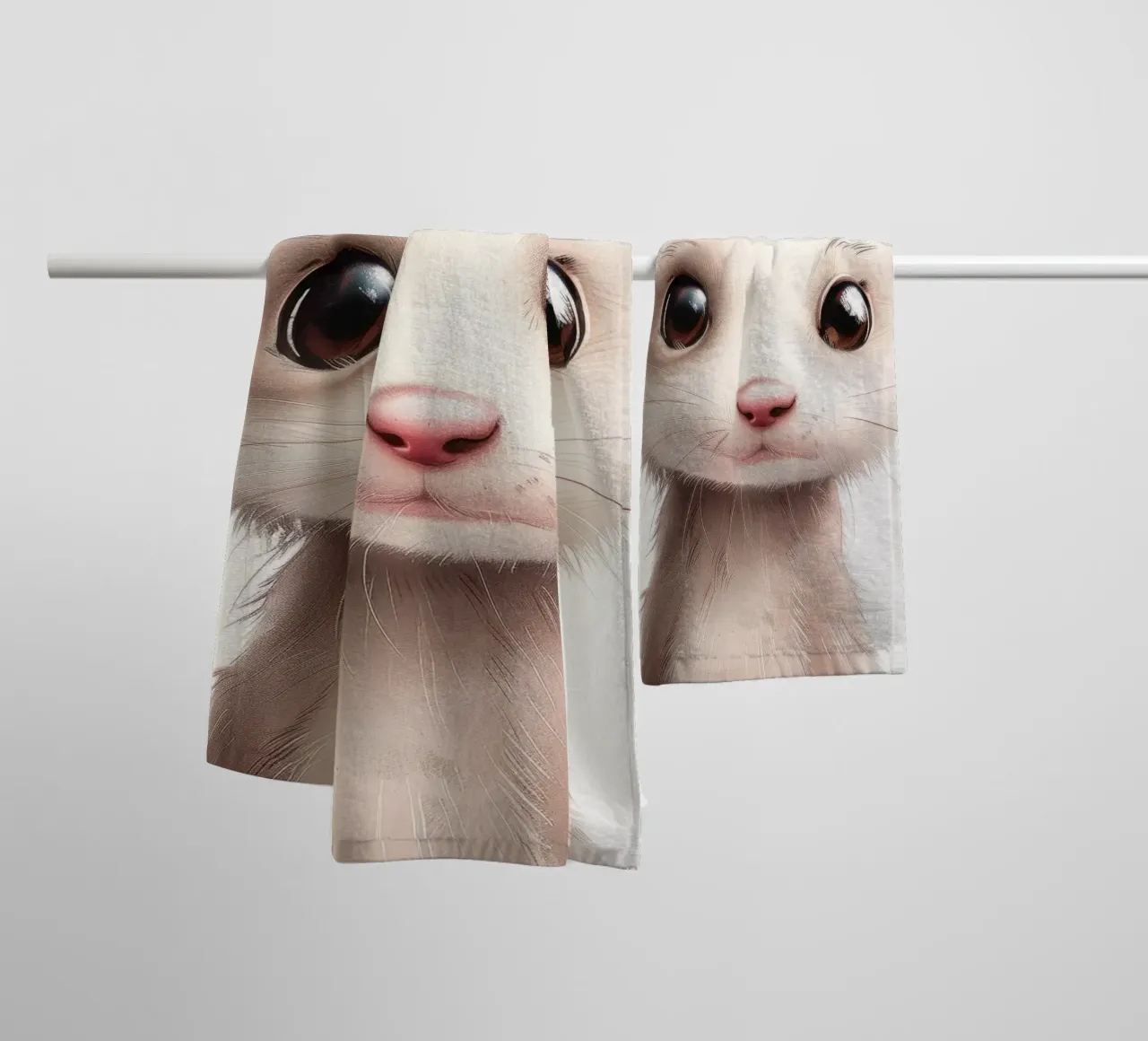 Incantevole kit di furetti bianchi - Illustrazione di un animale domestico giocoso asciugamano da bagno da DesignDoodle